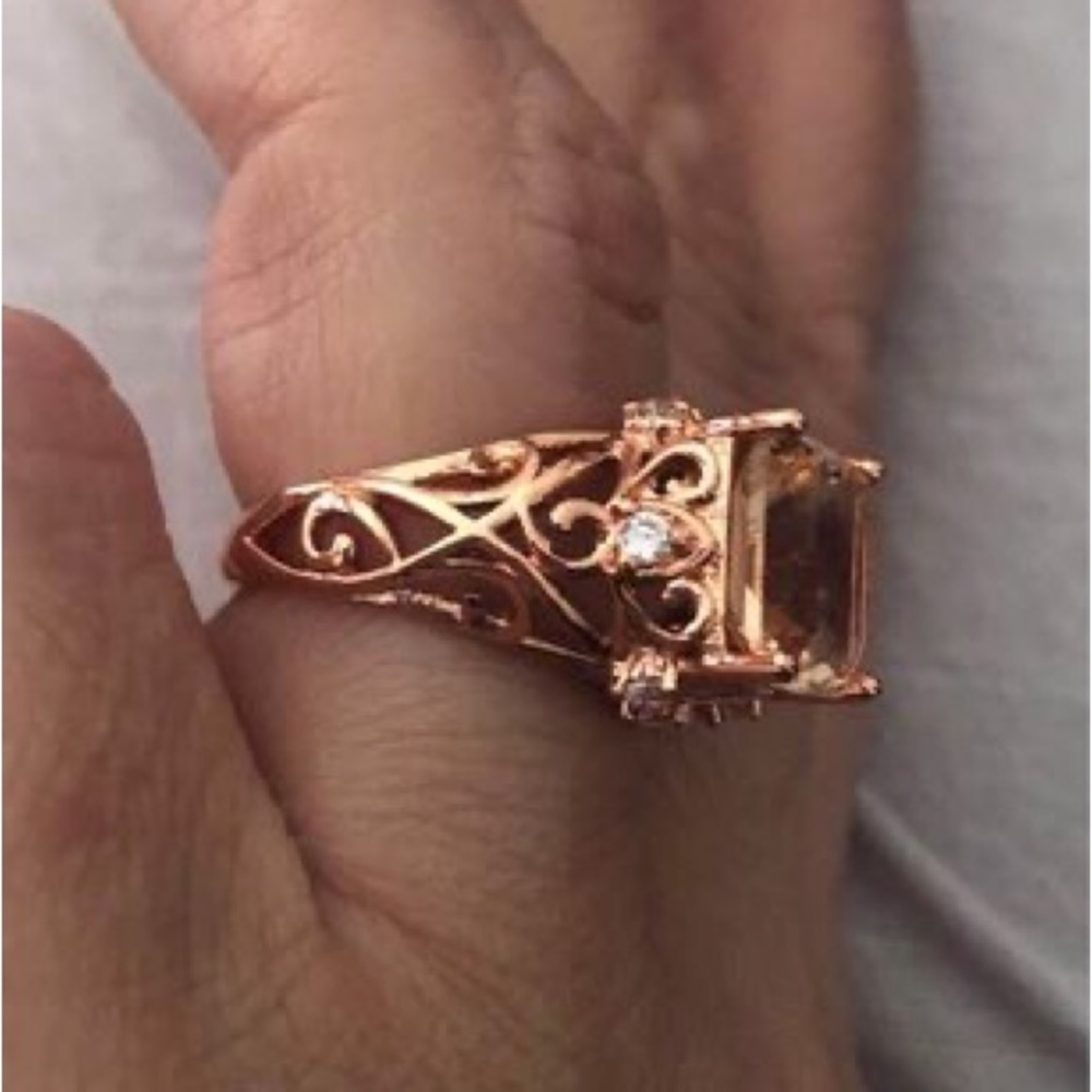 Morganite silver art nouveau ring - Picture 4 of 8